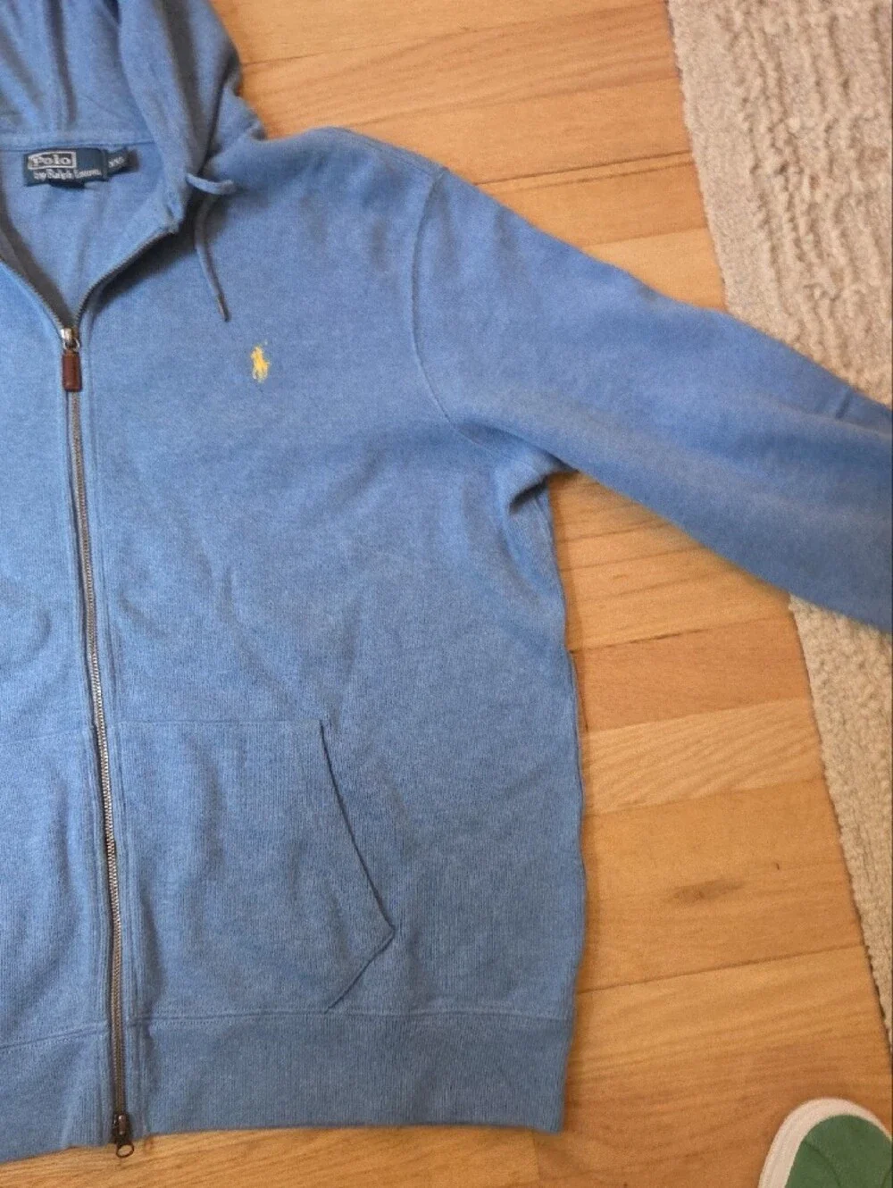 Vintage Polo Ralph Lauren Full Zip Hoodie Blue Yellow Pony - Men's XXL
